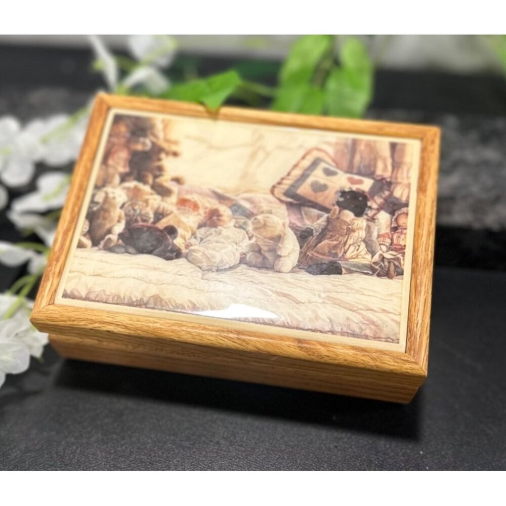 Vintage Wooden Jewelry Trinket BoxThings Worth Keeping , Steve Hanks Baby Teddy